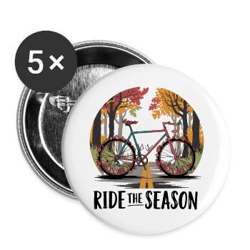Scène de route cyclable d’automne - Lot de 5 grands badges (56 mm) - blanc - Devant