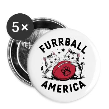 Furrball America Cute Cat American Football - Buttons large 2.2''/56 mm (5-pack) - white - Front