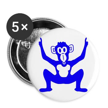 Funny Party Monkey Holding Finger Hands Up Fun DJ - Buttons large 2.2''/56 mm (5-pack) - white - Front