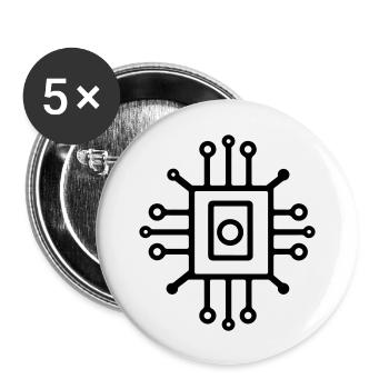 Digital Computer Chip Icon - Buttons large 2.2''/56 mm (5-pack) - white - Front