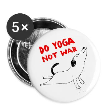 Do yoga not war dog - Buttons large 2.2''/56 mm (5-pack) - white - Front