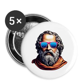 Buste Philosophe Rétro - Lot de 5 grands badges (56 mm) - blanc - Devant
