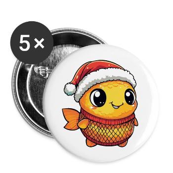 Goldfische Weihnachten - Buttons groß 56 mm (5er Pack) - Weiß - Vorne