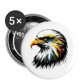 Adler - Buttons groß 56 mm (5er Pack) - Weiß - Vorne