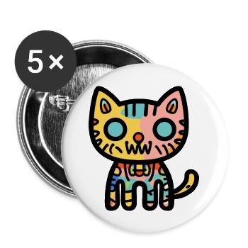 Katze Halloween Symbol Lustig - Buttons groß 56 mm (5er Pack) - Weiß - Vorne