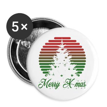 Merry X-mas - Buttons groß 56 mm (5er Pack) - Weiß - Vorne