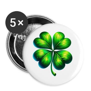 Trèfle à quatre feuilles - Lot de 5 grands badges (56 mm) - blanc - Devant