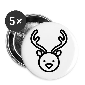 Weihnachtsrentiere - Buttons groß 56 mm (5er Pack) - Weiß - Vorne