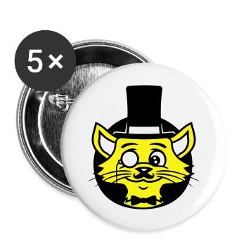Sir Cat Gentleman Chapeau haut de forme Monocle Rich Gentleman - Lot de 5 grands badges (56 mm) - blanc - Devant