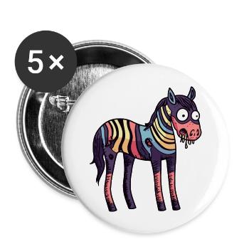 Pferd Halloween Tier - Buttons groß 56 mm (5er Pack) - Weiß - Vorne