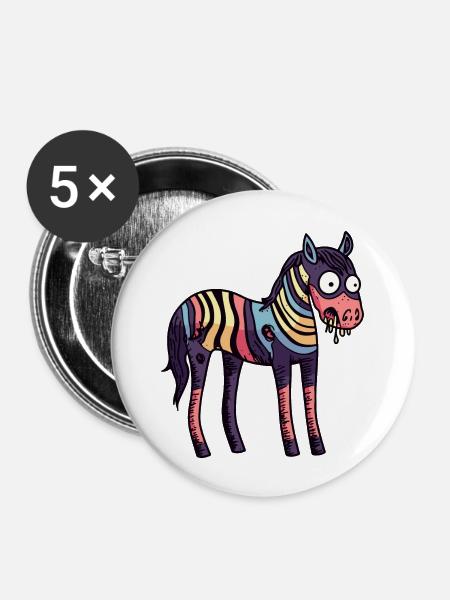 Pferd Halloween Tier - Buttons groß 56 mm (5er Pack) - Weiß