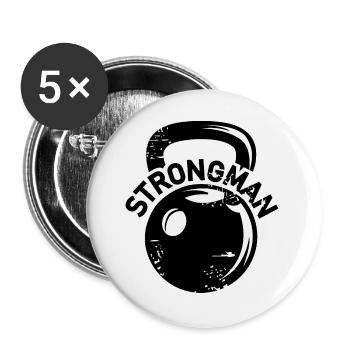 kettlebell strongman fitness weights icon logo - Buttons large 2.2''/56 mm (5-pack) - white - Front