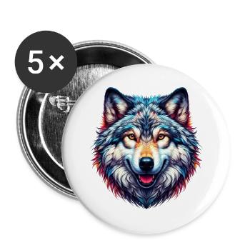 Wolf - Buttons large 2.2''/56 mm (5-pack) - white - Front