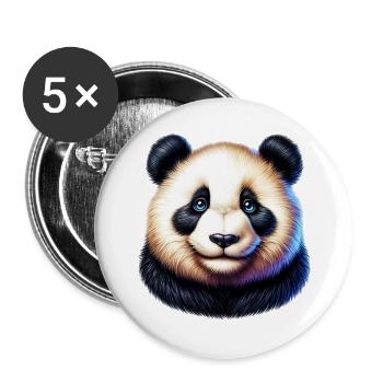 Panda - Buttons groß 56 mm (5er Pack) - Weiß - Vorne