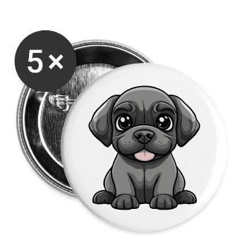 Mastiff Hund Comic Niedlich - Buttons groß 56 mm (5er Pack) - Weiß - Vorne
