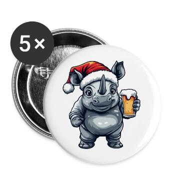 Bière de Noël Rhino - Lot de 5 grands badges (56 mm) - blanc - Devant