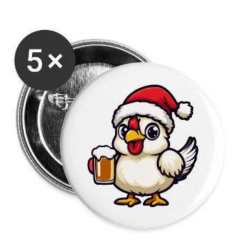 Chicken Christmas Beer - Buttons large 2.2''/56 mm (5-pack) - white - Front