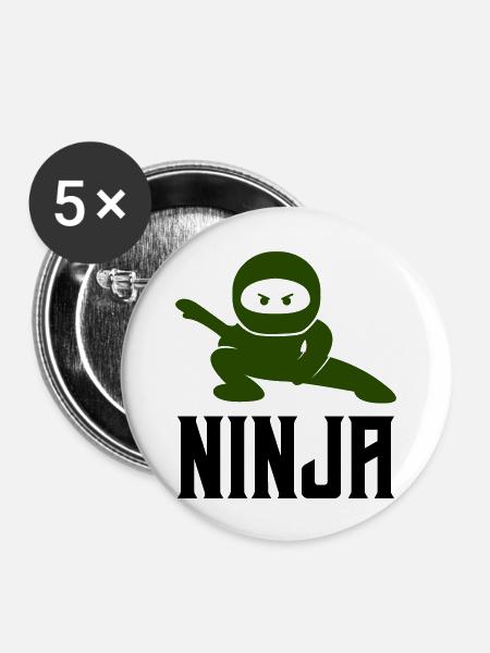 ninja comic - Buttons groß 56 mm (5er Pack) - Weiß