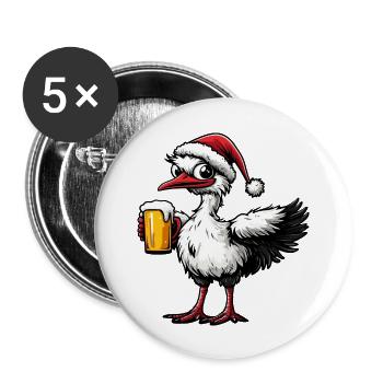 Strauß Weihnachten Bier - Buttons groß 56 mm (5er Pack) - Weiß - Vorne
