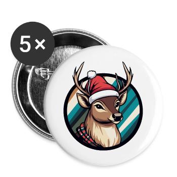 Cerf Noël Noël - Lot de 5 grands badges (56 mm) - blanc - Devant