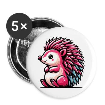 Igel - Buttons groß 56 mm (5er Pack) - Weiß - Vorne