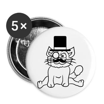 Sir Cat Gentleman Chapeau haut de forme Monocle Rich Gentleman - Lot de 5 grands badges (56 mm) - blanc - Devant