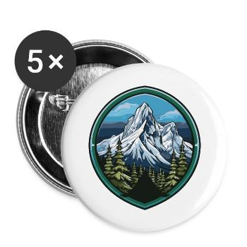 Berge Mountains 2 - Buttons large 2.2''/56 mm (5-pack) - white - Front