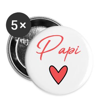 PAPY. PAPA. FÊTE DES PÈRES. BONNE FÊTE PAPA - Lot de 5 grands badges (56 mm) - blanc - Devant