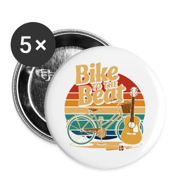 Bike to the Beat - Buttons large 2.2''/56 mm (5-pack) - white - Front