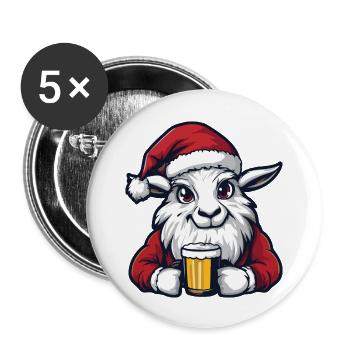 Chèvre de montagne Bière Noël Noël - Lot de 5 grands badges (56 mm) - blanc - Devant