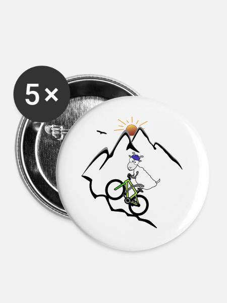 Mountainbike Ziege - Buttons groß 56 mm (5er Pack) - Weiß