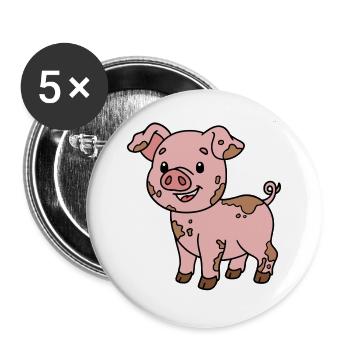 Pig - Buttons large 2.2''/56 mm (5-pack) - white - Front