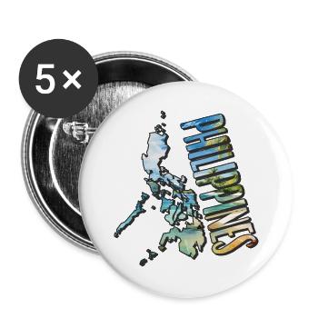 Watercolor Map Philippines - Buttons large 2.2''/56 mm (5-pack) - white - Front