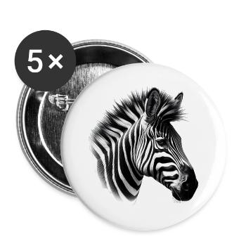Zebra - Buttons groß 56 mm (5er Pack) - Weiß - Vorne