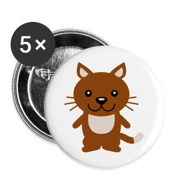 Pretty Cat Looking Happy Cheerful Smiling - Buttons large 2.2''/56 mm (5-pack) - white - Front
