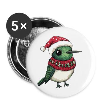 Kolibri Vogel Weihnachten Comic - Buttons groß 56 mm (5er Pack) - Weiß - Vorne