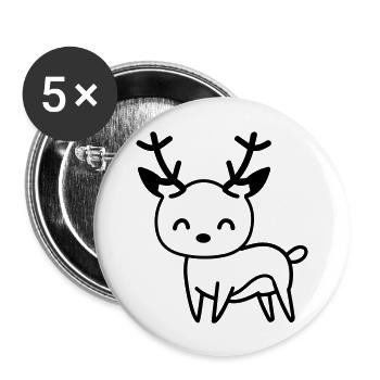 Hirsch - Buttons groß 56 mm (5er Pack) - Weiß - Vorne