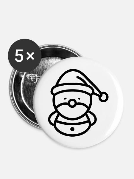 Schneemann - Buttons groß 56 mm (5er Pack) - Weiß