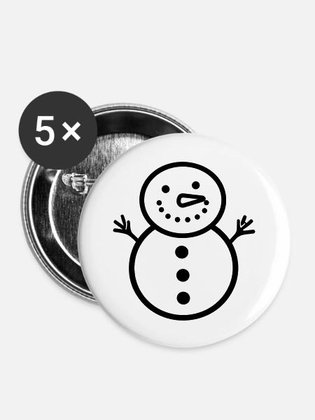Schneemann - Buttons groß 56 mm (5er Pack) - Weiß