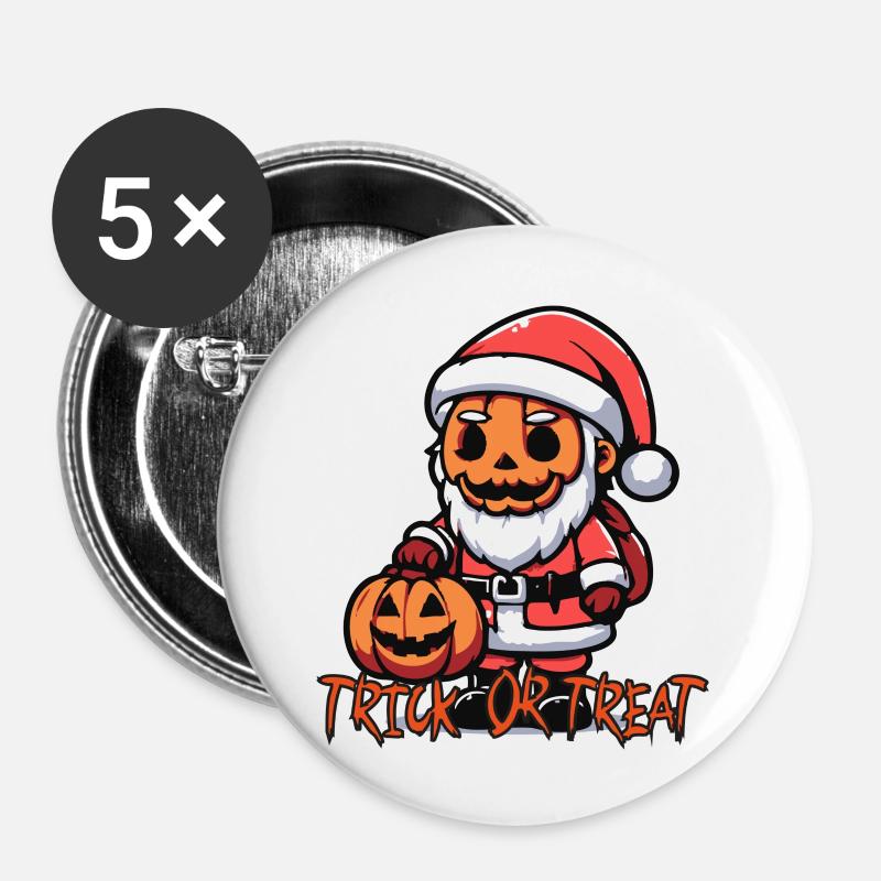 SantaPumpkin - Buttons large 2.2''/56 mm (5-pack) - white