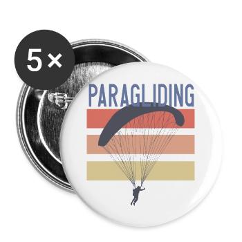 Paragliding & Gleitschirmfliegen - Buttons groß 56 mm (5er Pack) - Weiß - Vorne