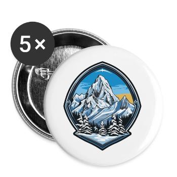 Mountains - Buttons large 2.2''/56 mm (5-pack) - white - Front