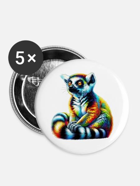 Lemur - Buttons groß 56 mm (5er Pack) - Weiß