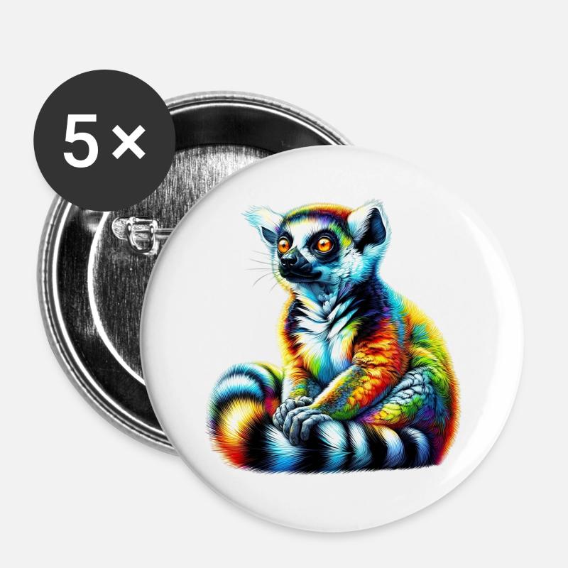 Lemur - Buttons groß 56 mm (5er Pack) - Weiß