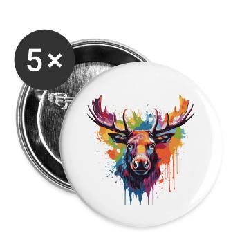 Elch - Buttons groß 56 mm (5er Pack) - Weiß - Vorne