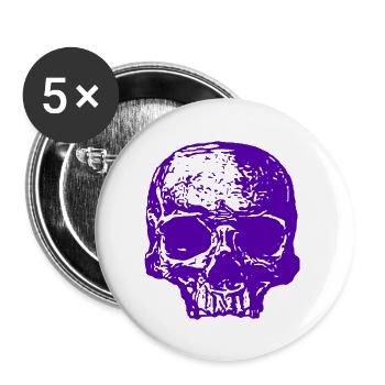 Lila Totenkopf - Buttons groß 56 mm (5er Pack) - Weiß - Vorne