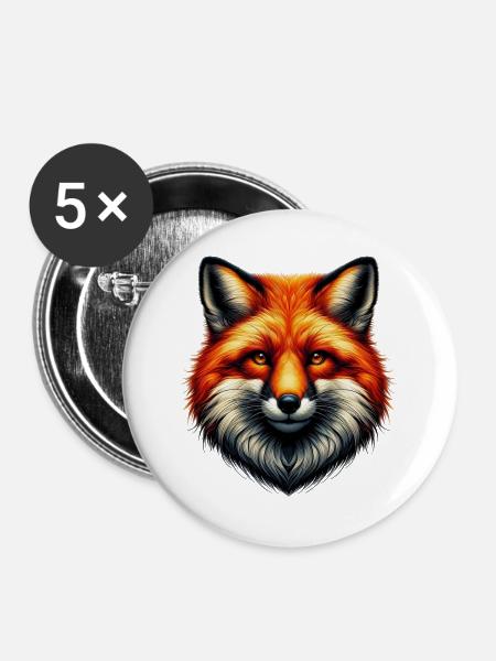 Fuchs - Buttons groß 56 mm (5er Pack) - Weiß
