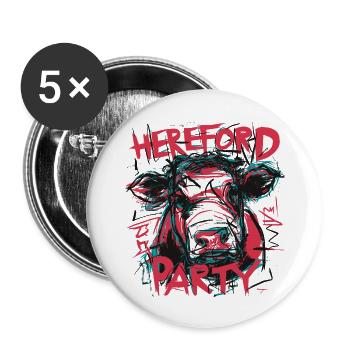 Fête de la vache Hereford - Lot de 5 grands badges (56 mm) - blanc - Devant