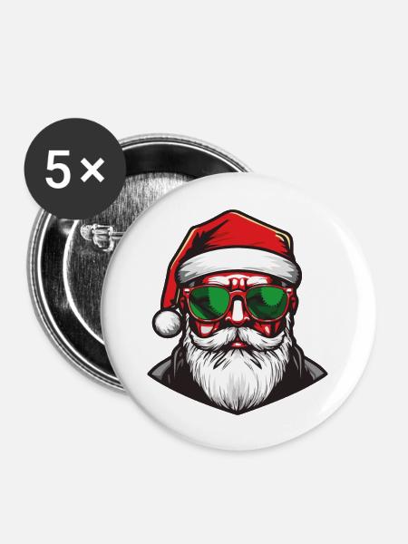 cool santa - Buttons groß 56 mm (5er Pack) - Weiß