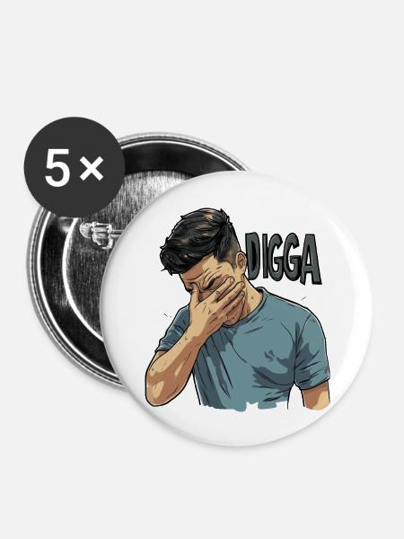Facepalm Digga - Buttons groß 56 mm (5er Pack) - Weiß